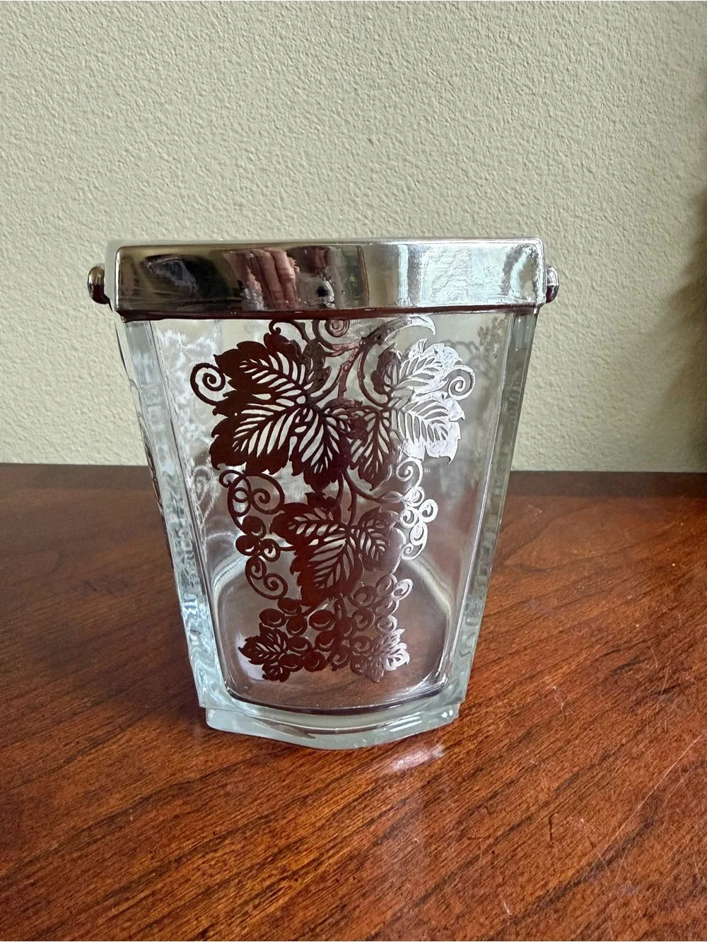 Vintage Fostoria sterling silver overlay ice bucket